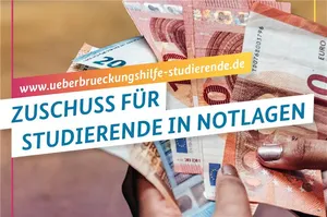 Zuschuss für Studierende in Notlagen. Hand hält Geldscheine.